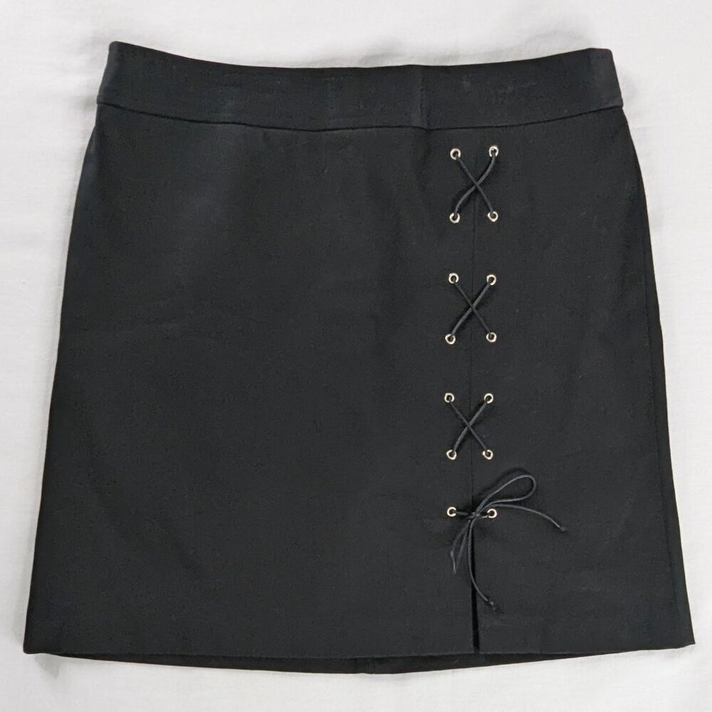 VTG Cache Black Front Slit Lace Up Mini Skirt Whimsygoth NEW
